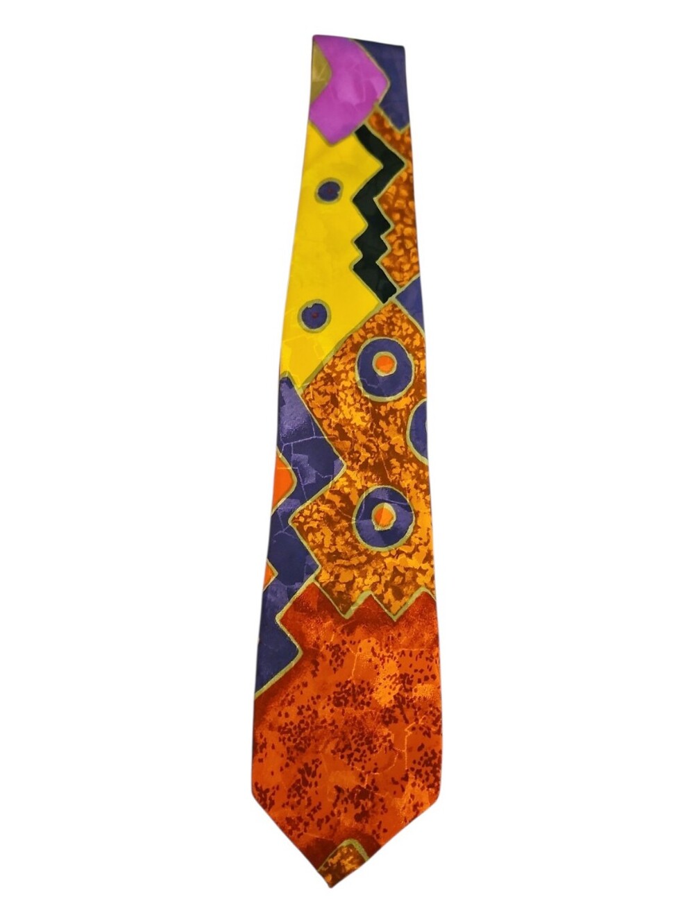 Vtg FORTE 1980s Colorful Abstract Tribal Pattern Tie